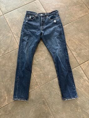 Levi's 501 Women's Button Fly Straight Leg Denim Jeans in Dark Blue 31x32
